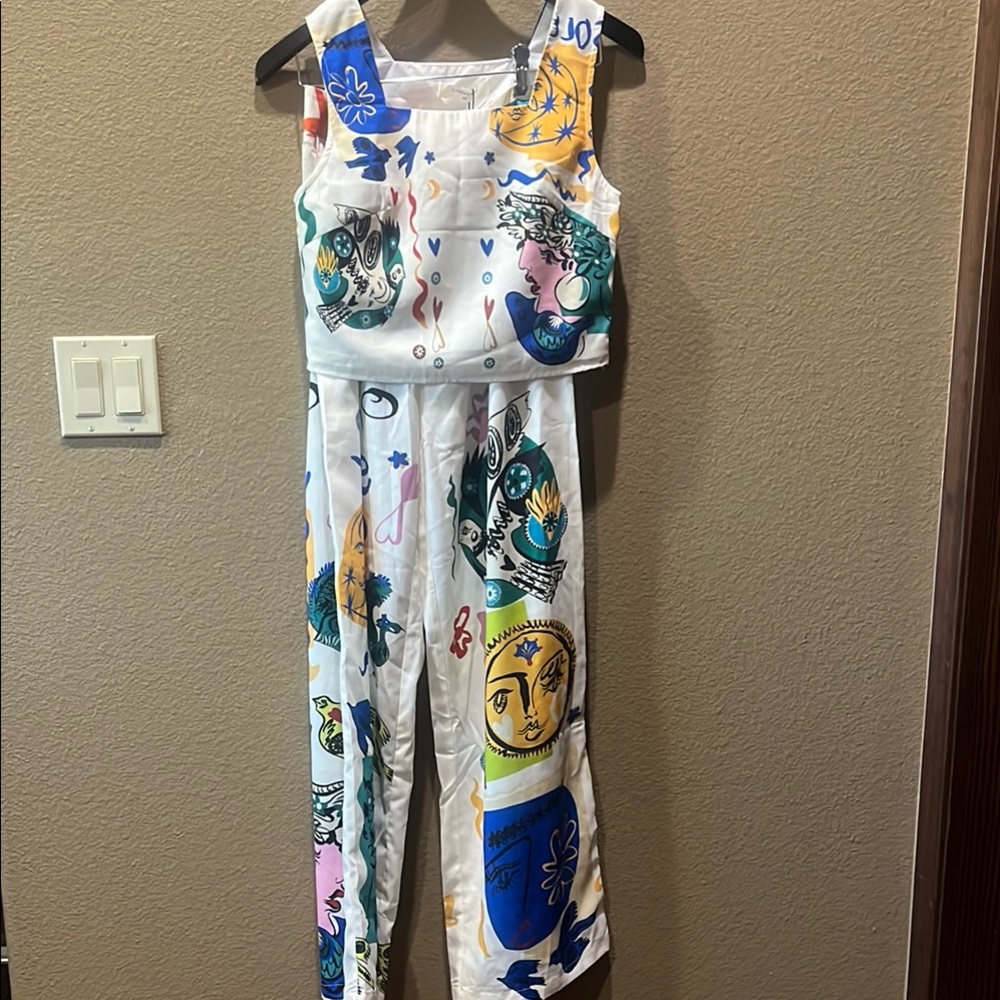 Colorful Abstract Cropped Top and Pant set